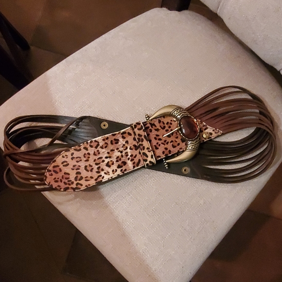 Chico's Accessories - NWOT Chicos Leopard Belt with Gold Buckle Large